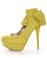 Qupid Neutral 212 Yellow Suede Heel Flair Platform Pumps