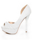 Qupid Neutral 249 Stone Ruched Peep Toe D'Orsay Pumps