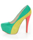 Qupid Penelope 44X Sea Green Curvy Color Block Platform Pumps