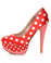 Qupid Penelope 51 Red/White Fabric Polka Dot Platform Pumps