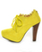 Qupid Puffin 34 Yellow Suede Lace-Up Ankle Booties