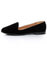 Qupid Strip 27 Black Velvet Loafer Flats