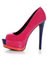 Qupid Tatum 23 Fuchsia Pat Color Block Peep Toe Platform Pumps