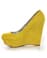 Qupid Worthy 01 Yellow Suede Platform Wedges