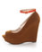 Qupid Worthy 08X Camel Lamy Peep Toe Platform Wedges