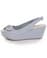 unRestricted Anchor Blue Striped Fabric Platform Wedges