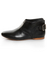 Report Georgiana Black Leather Belted Ankle Boots