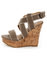 Soda When Tan Cotton Frayed Hem Platform Wedge Sandals