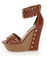 Shoe Republic LA Colly Brown Woven and Studded Platform Wedges