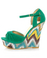 Yoki Bridget Green Ikat Print Platform Wedges