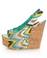 Yoki Larly 12 Blue Ikat Print Slingback Platform Wedges
