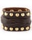 Fight for It Dark Brown Studded Leather Cuff