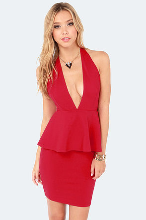  Halter Dress on Sexy Red Dress   Halter Dress   Peplum Dress    43 00