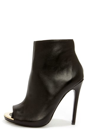 Sexy Black Booties - Peep Toe Booties - High Heel Booties - 149.00