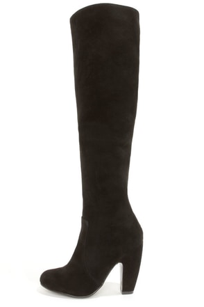 Cute Black Boots - Over the Knee Boots - Suede Boots - 169.00