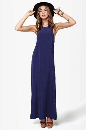 Give 'em the Slip Navy Blue Maxi Dress