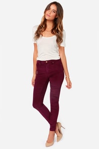 Blank NYC Juke Box Burgundy Corduroy Skinny Pants