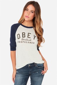 Obey Worldwide Prop. Navy Blue Long Sleeve Top