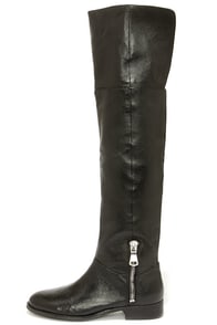 Chinese Laundry Fawn Black Leather Over the Knee Boots