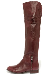 Chinese Laundry Fawn Bordeux Leather Over the Knee Boots