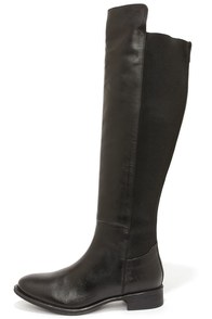 Seychelles Abroad Black Leather Over the Knee Boots