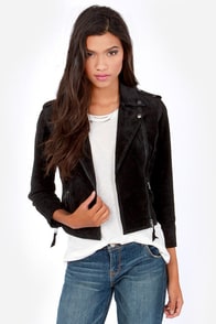 Obey Hitch Hiker Black Suede Leather Motorcycle Jacket