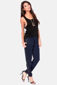 Chill Out Cropped Black and Navy Blue Pants
