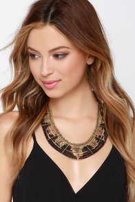 Beg and Bead Gold and Black Beaded Necklace