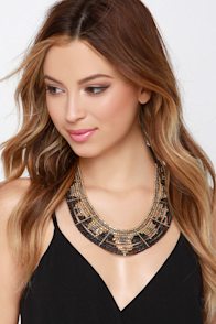 Beg and Bead Gold and Black Beaded Necklace