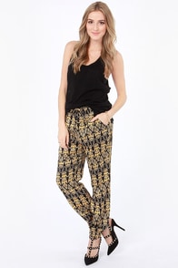 Gild to Pieces Baroque Print Cropped Pants