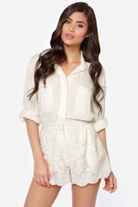 Mink Pink Sister SVR Ivory Lace Shorts