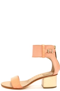 Dolce Vita Foxie Tangerine Snake Ankle Strap Leather Sandals