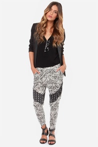 RVCA Skip Forward Black Print Harem Pants