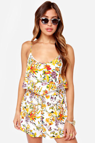Mink Pink Wild Arrangement Floral Print Romper