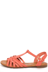 Jill 22 Soft Peach Woven Flat Sandals