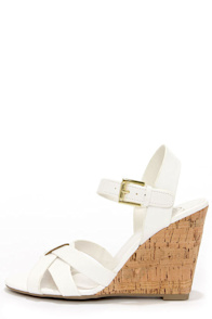 My Delicious Visola White Wedge Sandals
