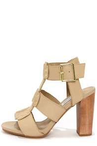 Steve Madden Nevile Bone Leather Caged High Heel Sandals
