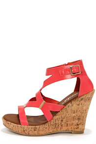 Modina 3 Coral and Gold Platform Wedge Sandals