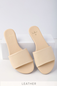 Tara Off White Nappa Leather Slide Sandals at Lulus.com!
