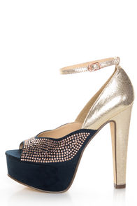 Michael Antonio Rowland Rose Gold Rhinestone Platform Heels