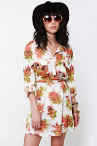 Collective Concepts Meadow Gear Floral Shirt Dress