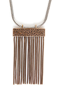 Mink Pink Snake Charmer Fringe Necklace