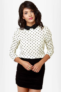 Kylie Cream Polka Dot Top