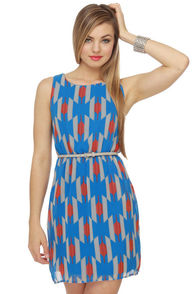 Kaleido-Scope Me Out Blue Print Dress
