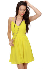 Evening News Backless Neon Yellow Dress