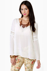First Folio Sheer Ivory Top