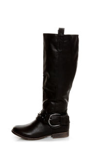 Bamboo Eastwick 01 Black Studded Riding Boots