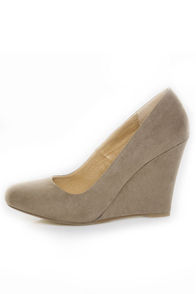 Chelsea Crew Colette Taupe Micro Suede Wedges