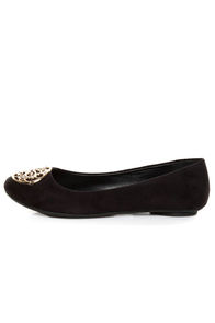 City Classified Quant Black Medallion Ballet Flats