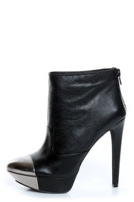 Jessica Simpson Essas Black and Silver Cap-Toe Platform Booties